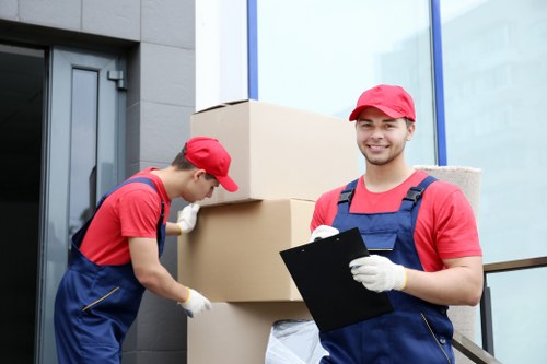 House removals team planning a move in central London near Charingcross