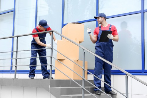 Commercial moving team handling office relocation in central London