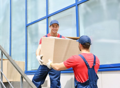 House movers assisting a residential move in central London near Charingcross