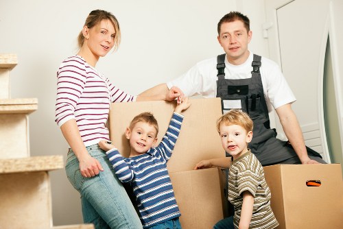 Packed moving boxes and labelled belongings ready for a Charingcross house move