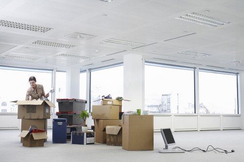 Moving van and boxes for a Charing Cross home relocation