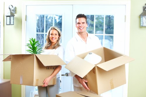 Loading boxes and furniture into a moving truck for a local Charingcross move